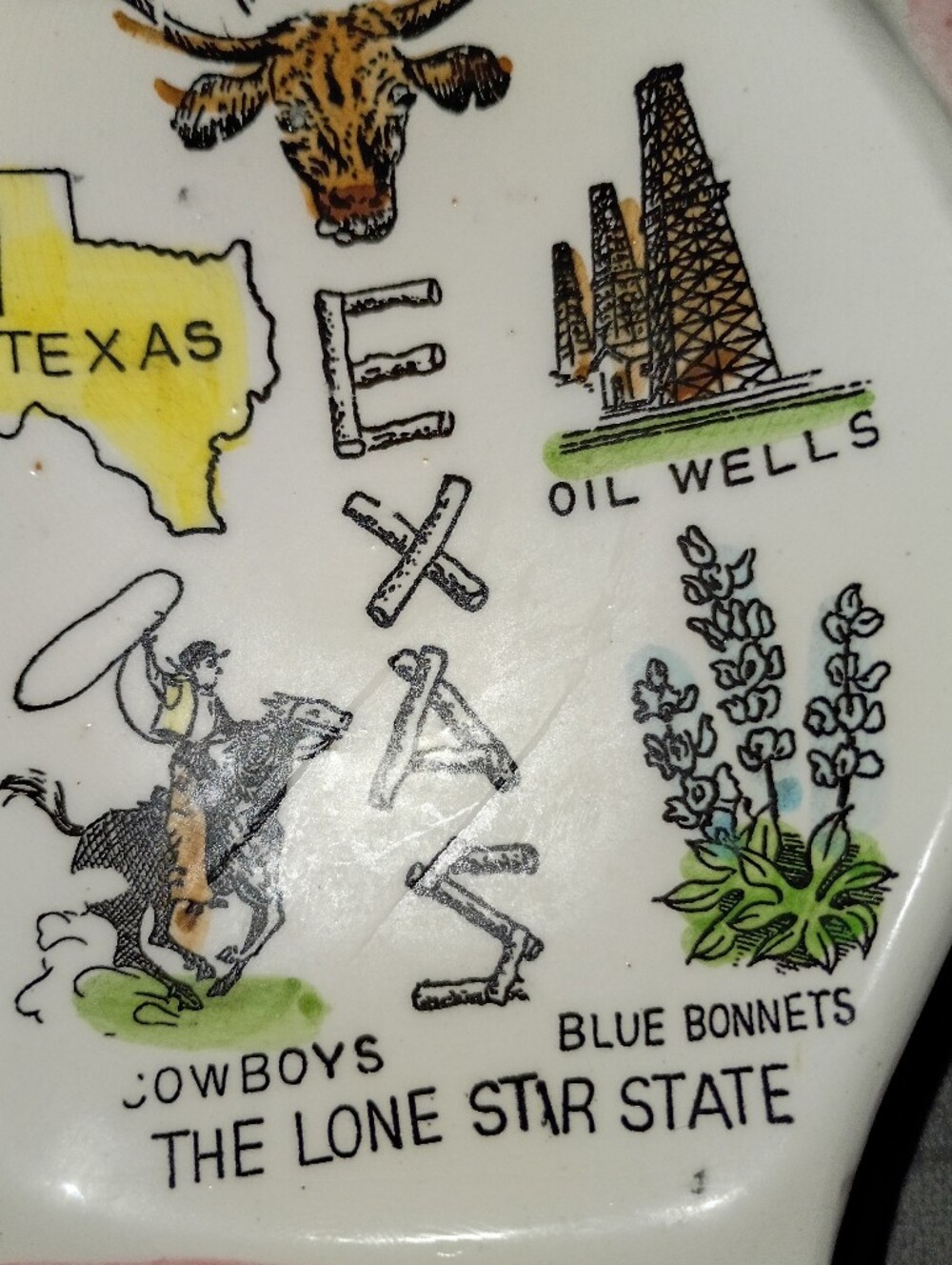 Vintage Texas Souvenir Spoon Rest Teapot Size 7x4 In EUC - Picture 3 of 7